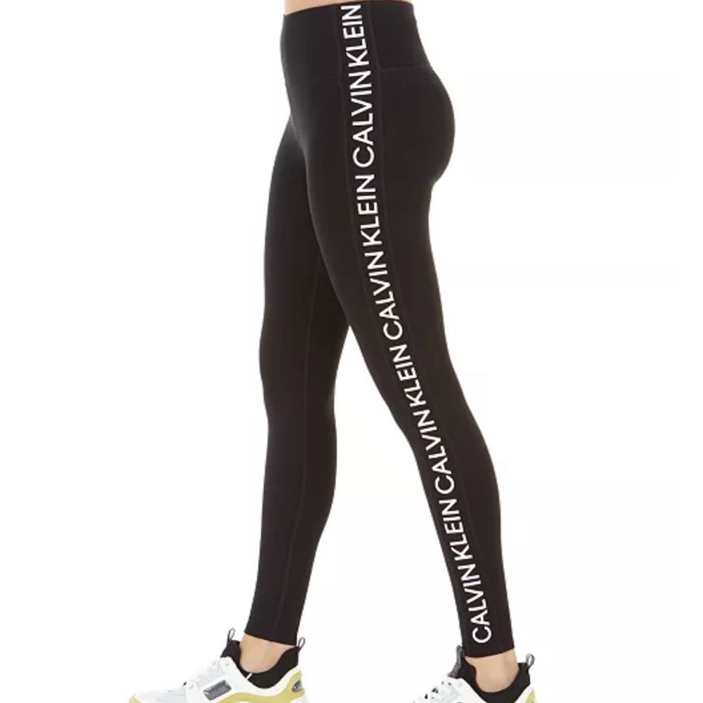 Calvin Klein Performance Black Leggings with Logo Detail - Picture 3 of 5